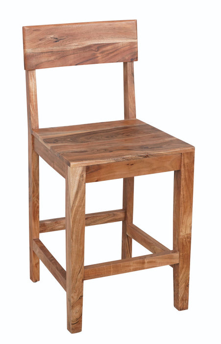 Solid Wood Counter Height Bar Chair - Wood Brown