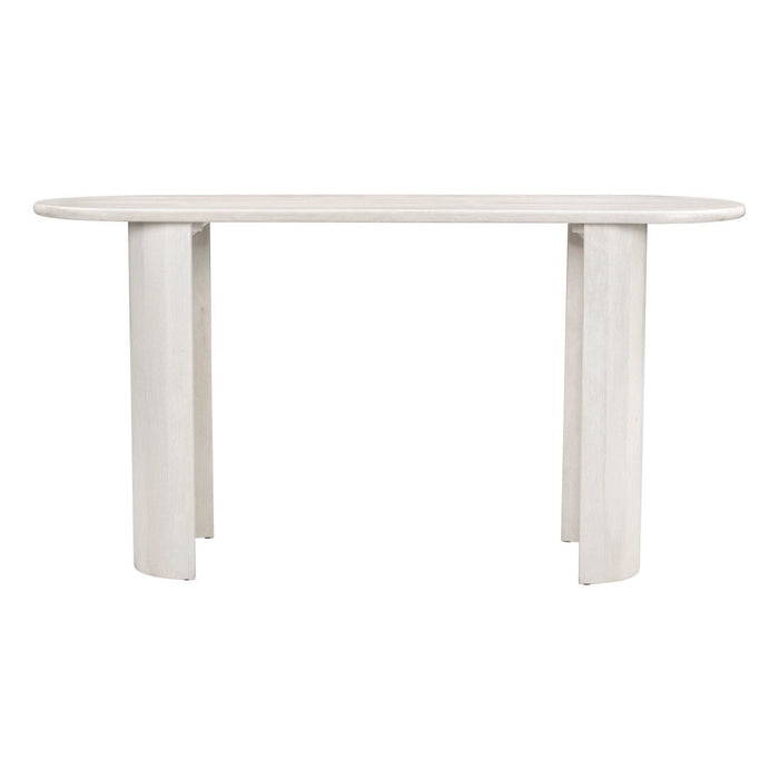 Solid Wood Oval Console Table - White