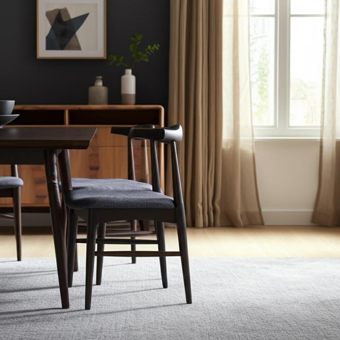 Upholstered Fabric Open Back Side Chairs For Dining Room (Set of 2) - Gray / Brown