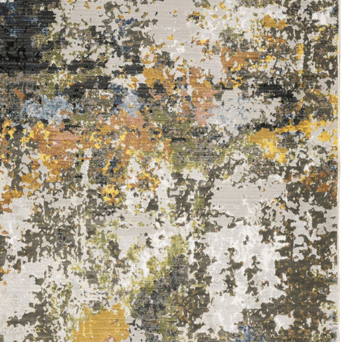 6' x 9' Abstract Power Loom Stain Resistant Area Rug - Gray Gold Blue Orange Beige And Brown
