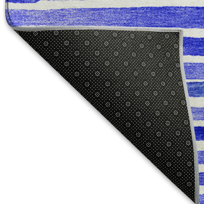 8' X 10' Geometric Washable Area Rug With UV Protection (645880) - Blue / Ivory