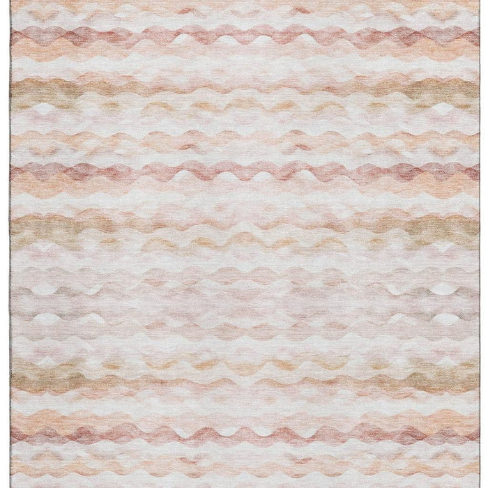 8' X 10' Geometric Washable Area Rug With UV Protection - Peach