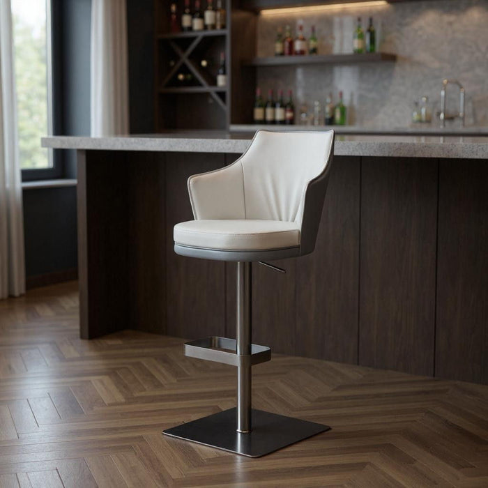 Adjustable Height Swivel Bar Chair - Gray / Silver