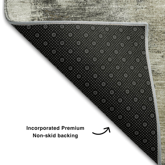 10' X 14' Abstract Washable Area Rug With UV Protection (683536) - Gray / Silver / Beige