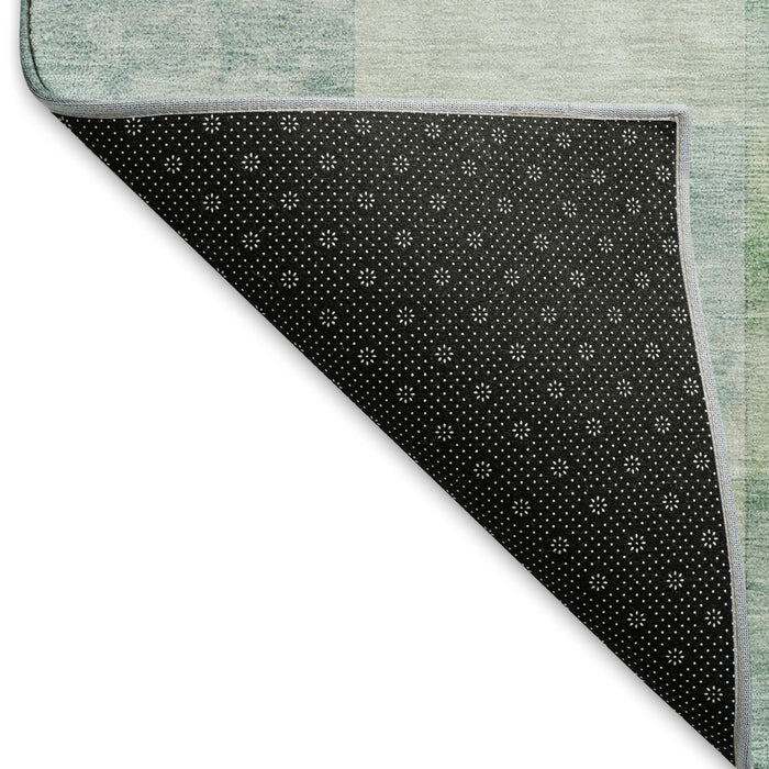 10' X 14' Geometric Washable Area Rug With UV Protection (692559) - Pale Aqua / Mint Green / Ivory