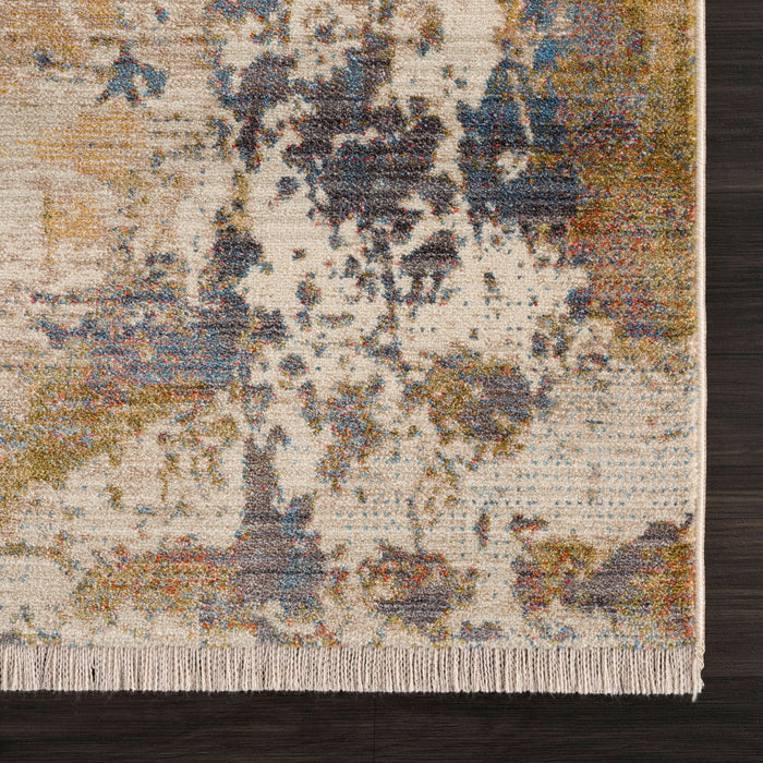 8' x 10' Abstract Power Loom Distressed Stain Resistant Area Rug - Gray And Ivory