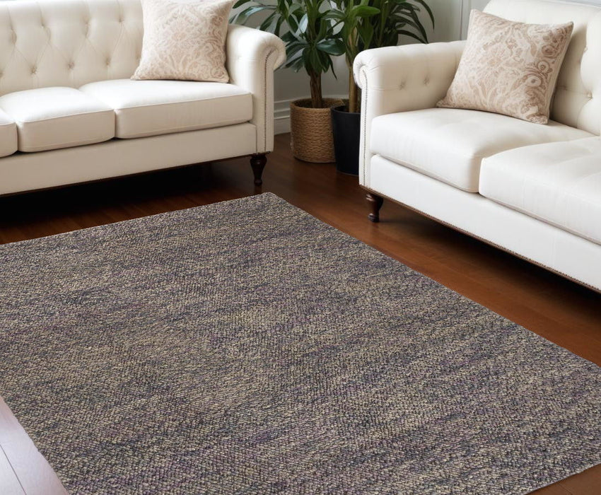 8' x 11' Wool Hand Woven Distressed Area Rug - Purple And Gray