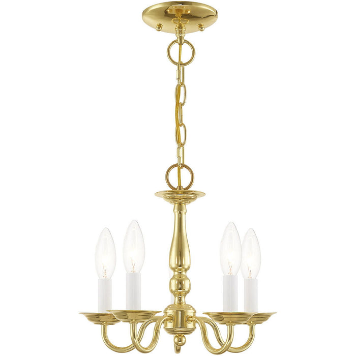 11" Five Light Dimmable Chandelier With Shades - Brass
