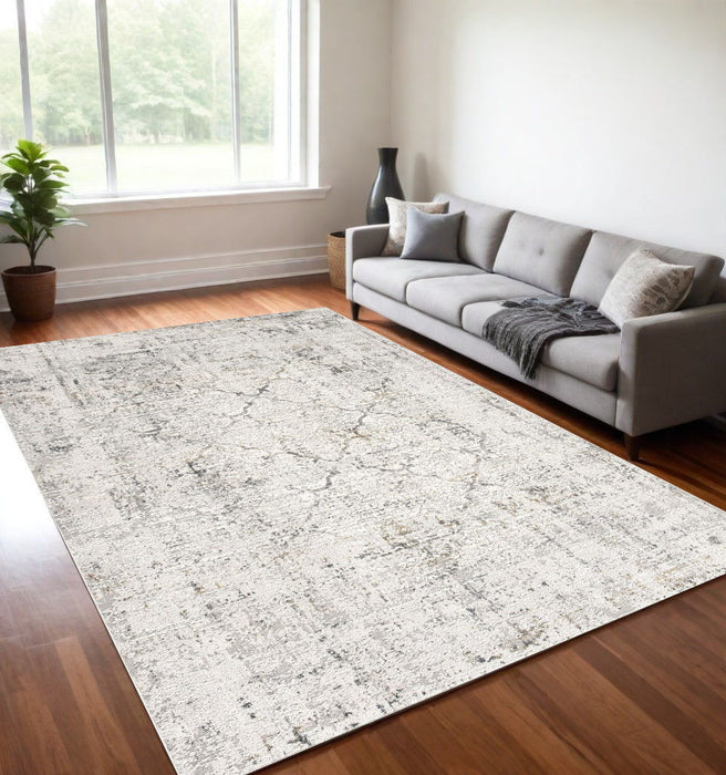 5.3' x 7.6' Abstract Viscose Area Rug - Gray And Ivory