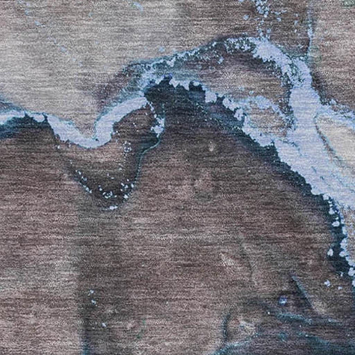 9' X 12' Abstract Washable Area Rug With UV Protection (647445) - Navy Blue / Gray