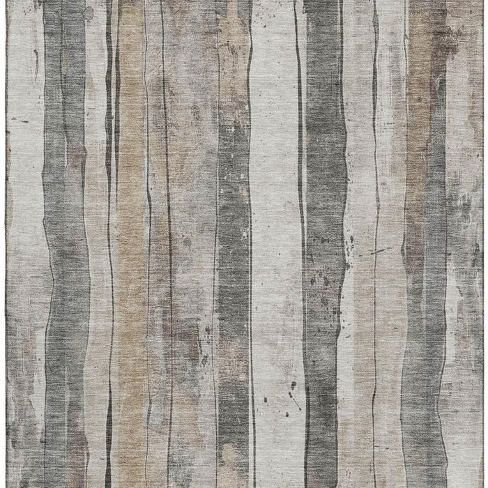 10' X 14' Striped Washable Area Rug With UV Protection (706481) - Beige / Gray