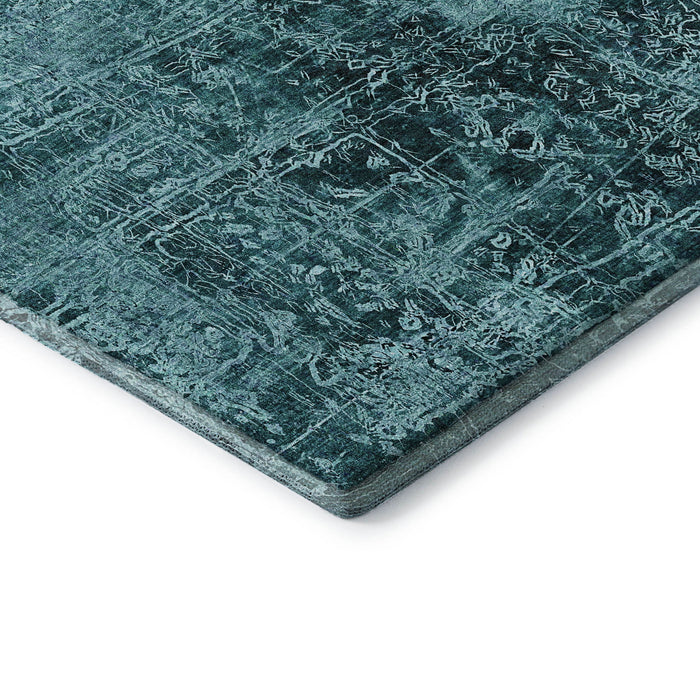 8' X 10' Abstract Washable Area Rug With UV Protection (649058) - Teal / Ivory