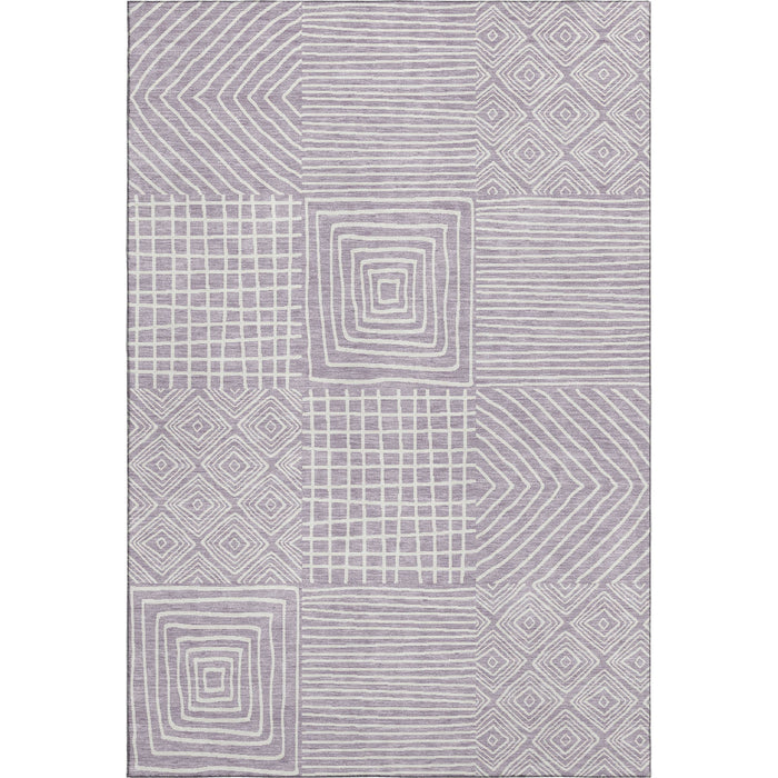 10' X 14' Geometric Washable Area Rug With UV Protection (681905) - Lavender / Ivory