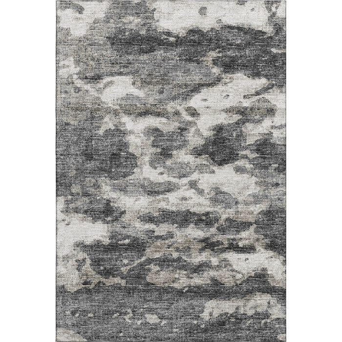 10' X 14' Abstract Washable Area Rug With UV Protection - Black And Ivory