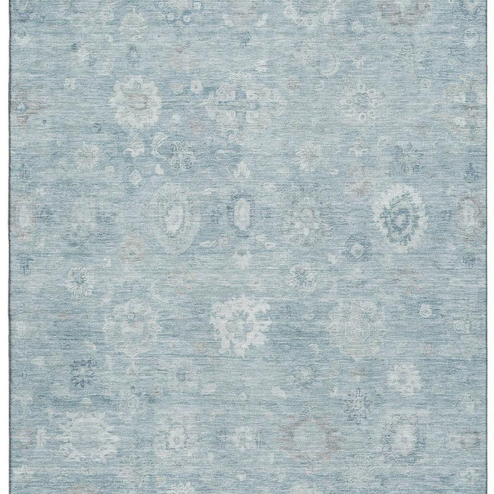 10' X 14' Damask Washable Area Rug With UV Protection (700811) - Blue / Ivory