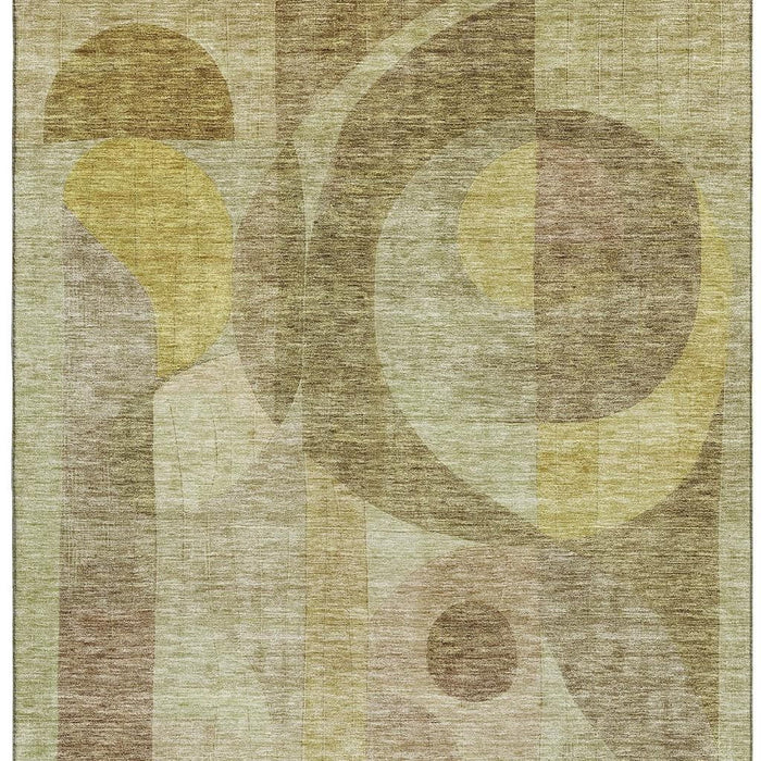10' X 14' Abstract Geometric Washable Area Rug With UV Protection (684828) - Wheat / Beige / Gold