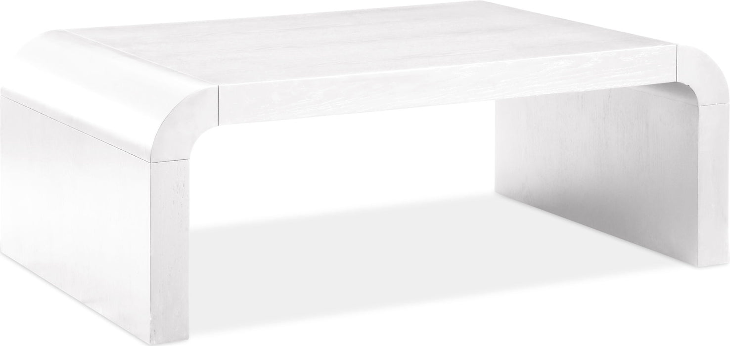 Modern Meridian Furniture Artisto coffee table with a sleek wooden surface and minimalist design.