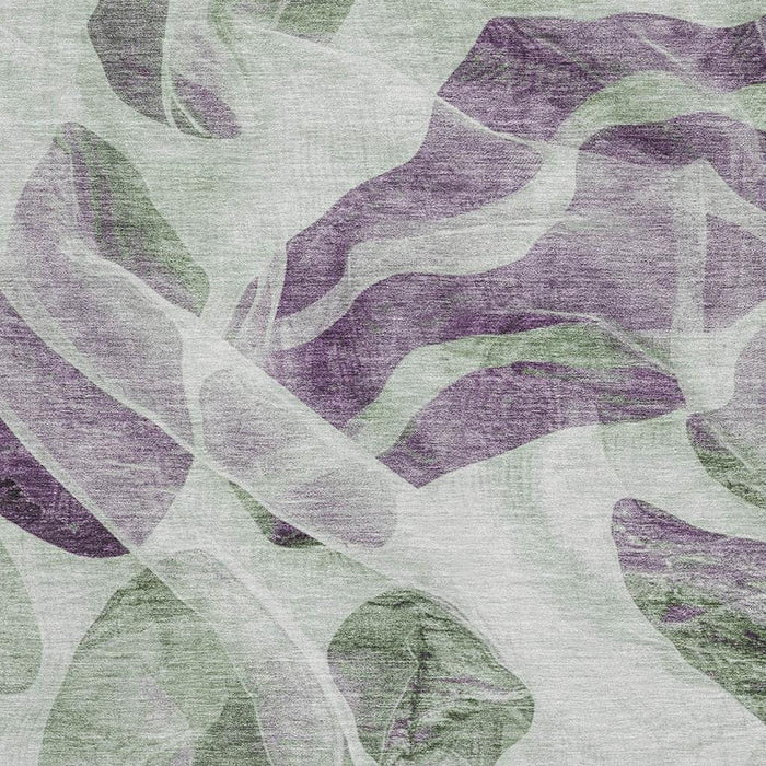 10' X 14' Abstract Washable Area Rug With UV Protection (706163) - Artichoke Green / Lavender / Ivory