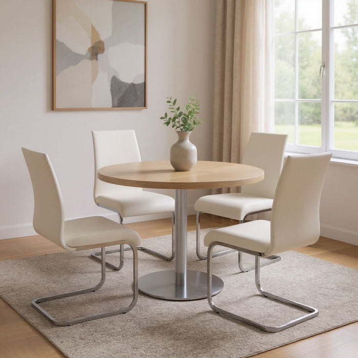 Upholstered Leather Dining Side Chairs (Set of 4) - White
