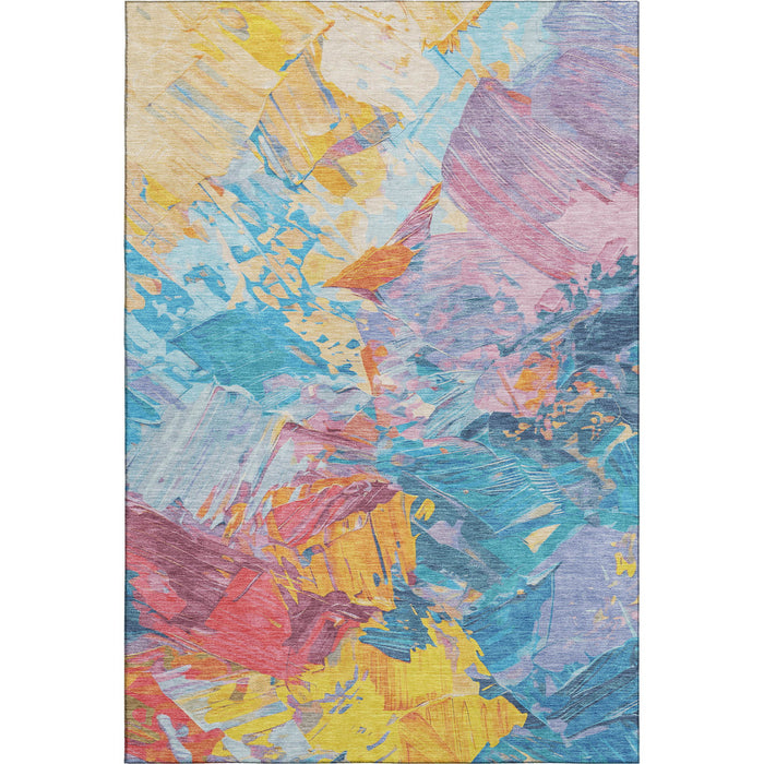10' X 14' Abstract Washable Area Rug With UV Protection (697968) - Blue / Yellow / Pink