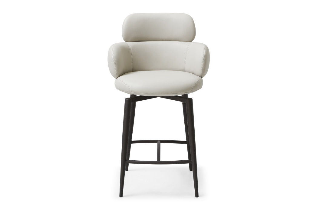 Faux Leather Counter Height Swivel Bar Chair - Gray