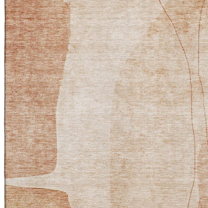 10' X 14' Abstract Washable Area Rug With UV Protection (656597) - Terra Cotta / Beige