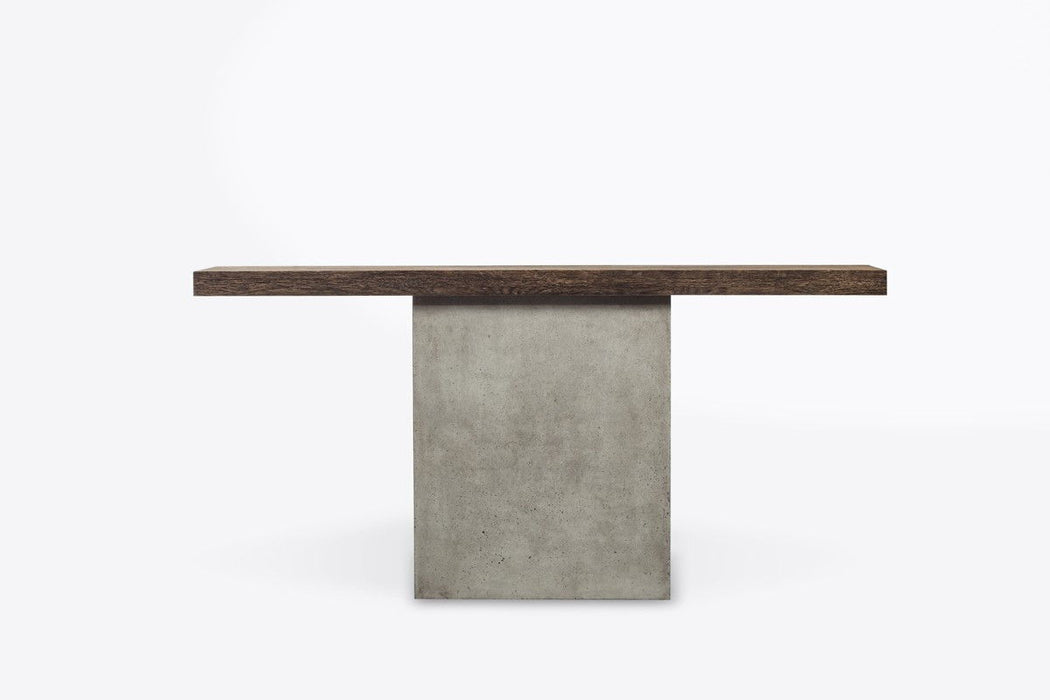 Solid Wood Pedestal Console Table - Brown And Gray