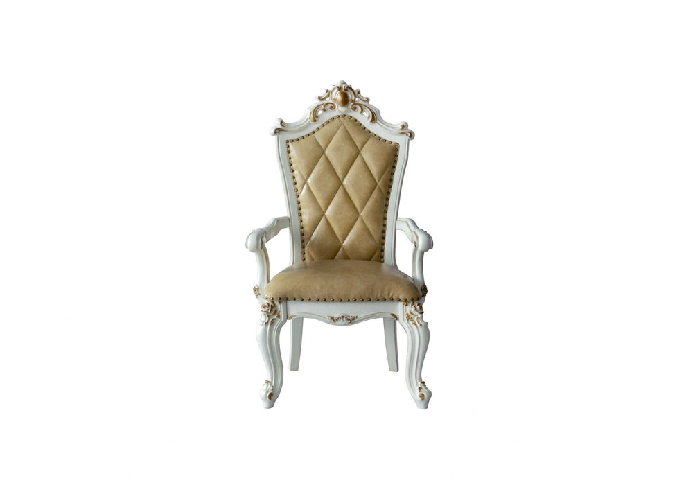 Faux Leather Tufted Side Chair (Set of 2) - Brown And White