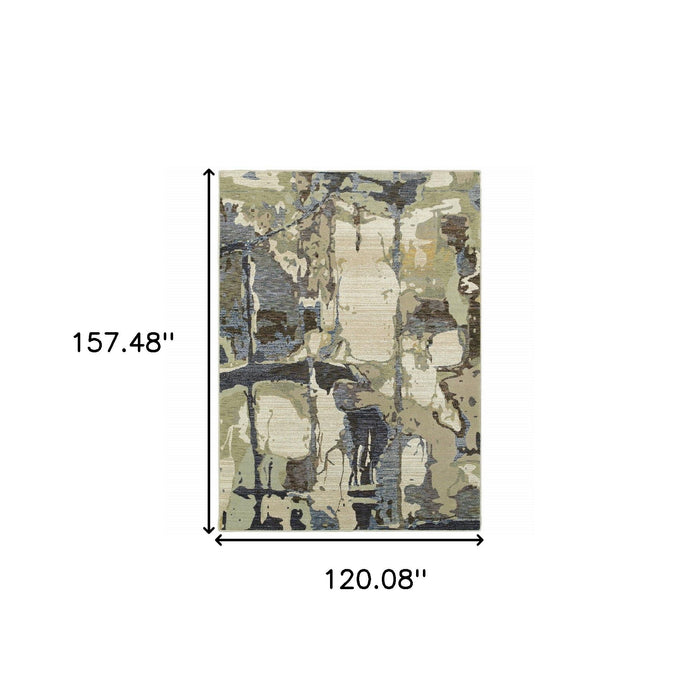 10' x 13.1' Abstract Power Loom Area Rug - Blue And Gray