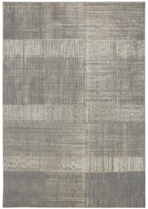 12' x 15' Abstract Modern Area Rug - Gray And Ivory