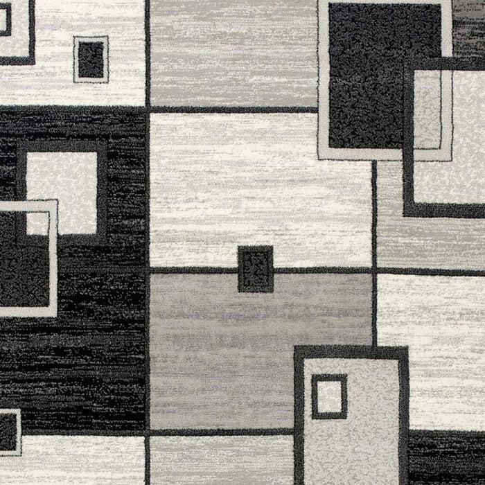 18' Geometric Runner Rug (610147) - Gray / Black