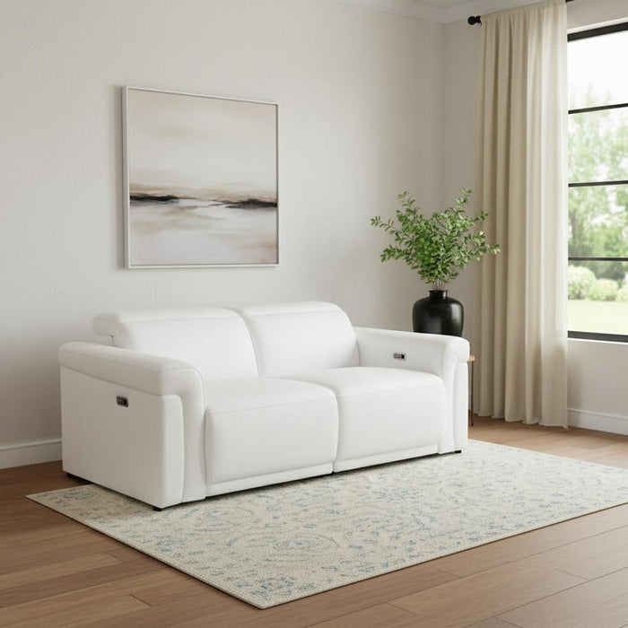 Italian Leather Power Reclining Loveseat (720489) - White / Black