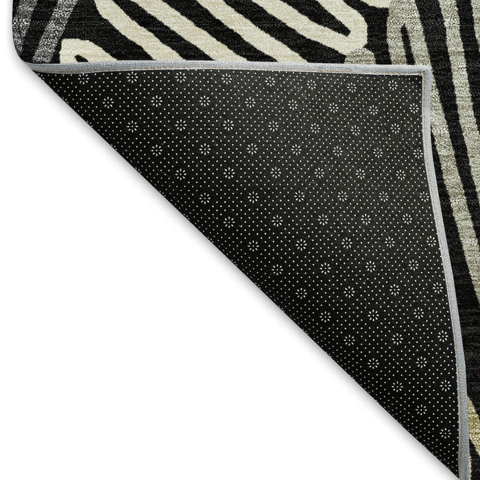 10' X 14' Floral Washable Area Rug With UV Protection (671870) - Black / Ivory / Gray