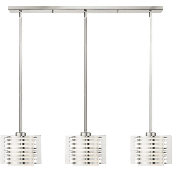 9" Three Light Dimmable Chandelier With Shades - Nickel