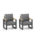 Set of two Giga all-weather patio armchairs with thick cushions, ideal for outdoor seating and comfort.