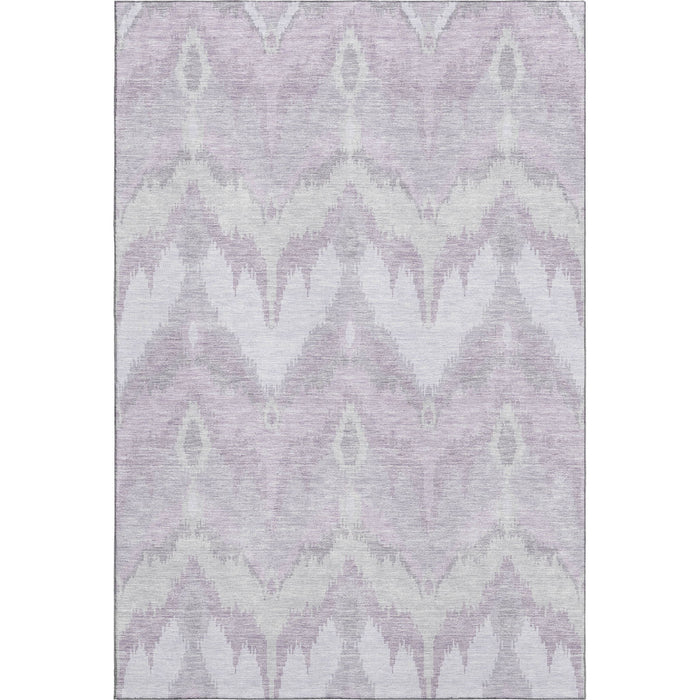 10' X 14' Ikat Washable Area Rug With UV Protection - Lavender And Silver