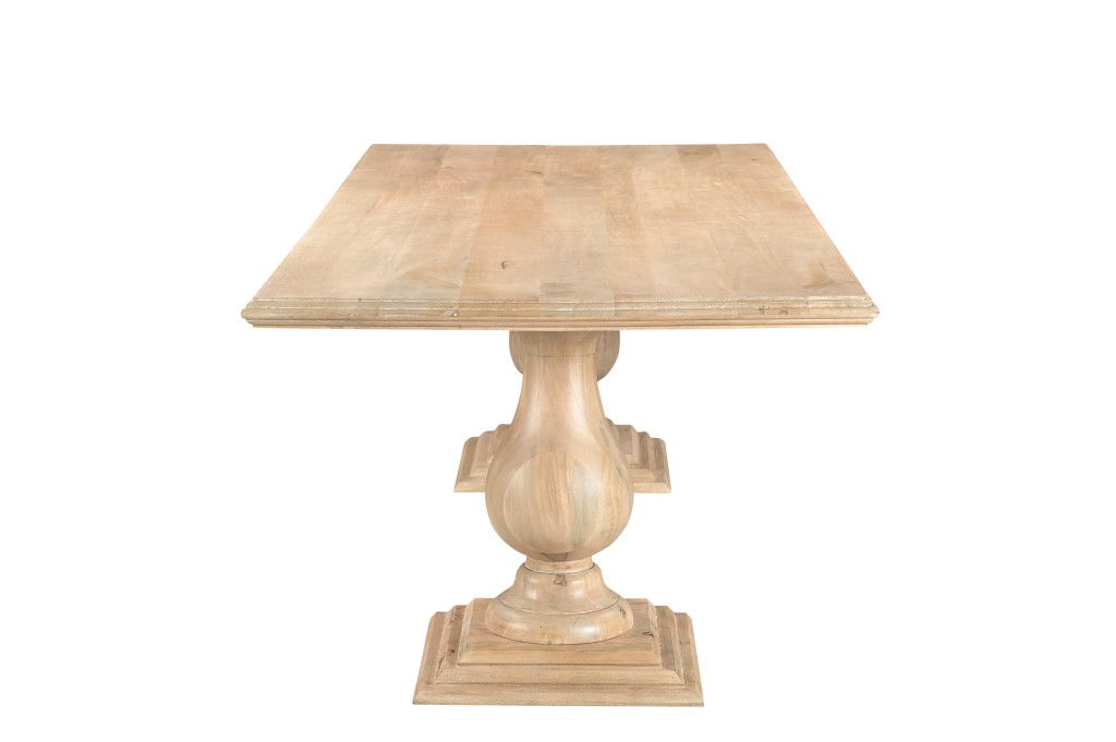 96" Wood Double Pedestal Base Dining Table - Natural