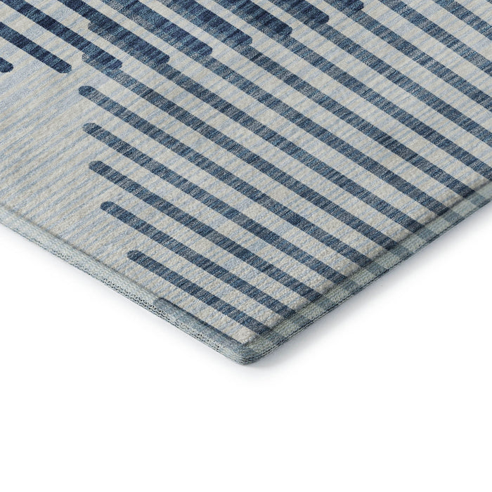 10' X 14' Geometric Washable Area Rug With UV Protection (678778) - Blue / Ivory