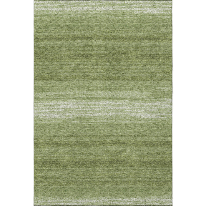 10' X 14' Striped Washable Area Rug With UV Protection (681107) - Green / Ivory