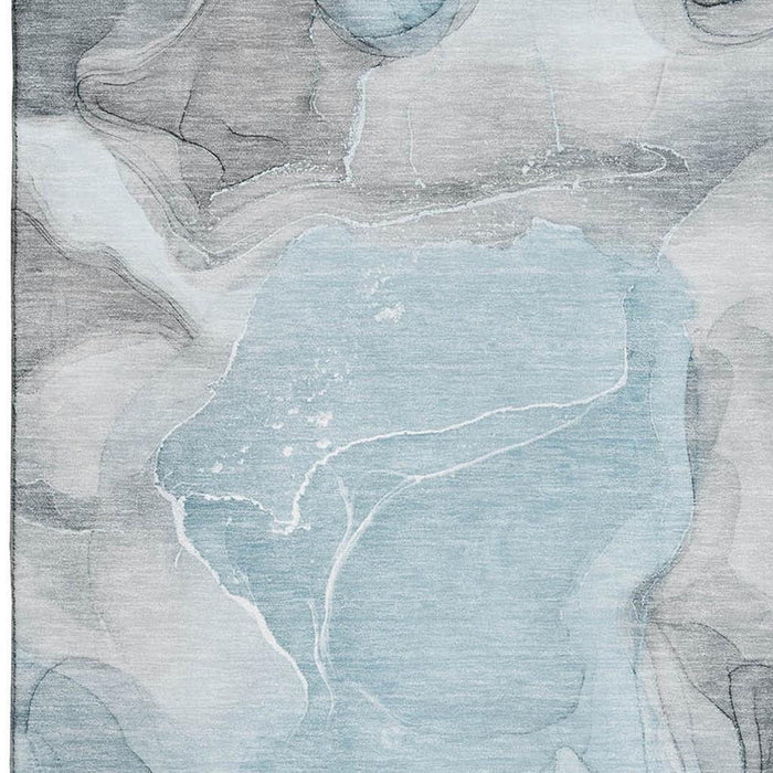 8' X 10' Abstract Washable Area Rug With UV Protection (646744) - Teal / Gray