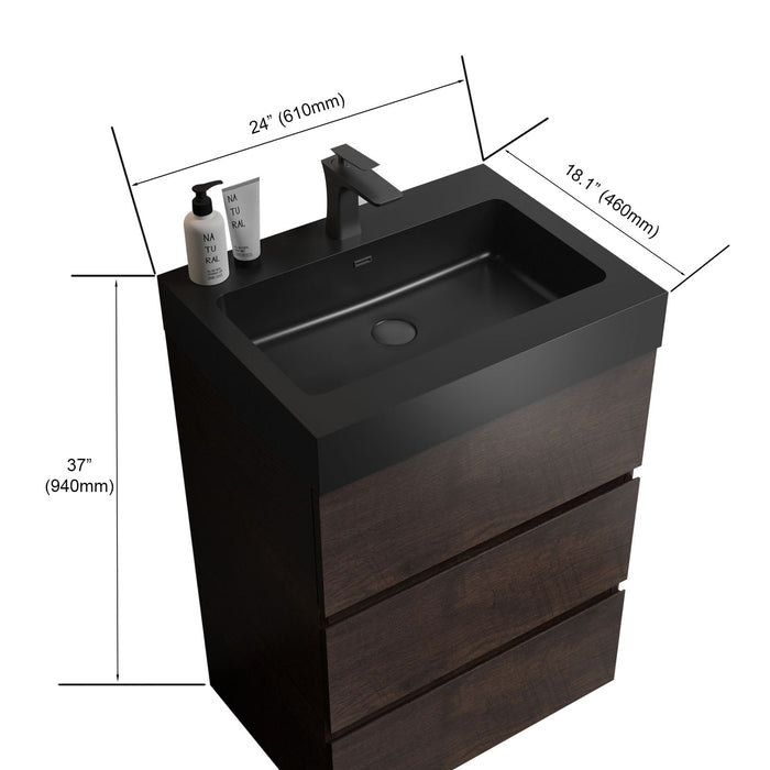 Giga Alice bathroom vanity with large storage, freestanding design, one-piece sink basin, modern style, without drain or faucet.