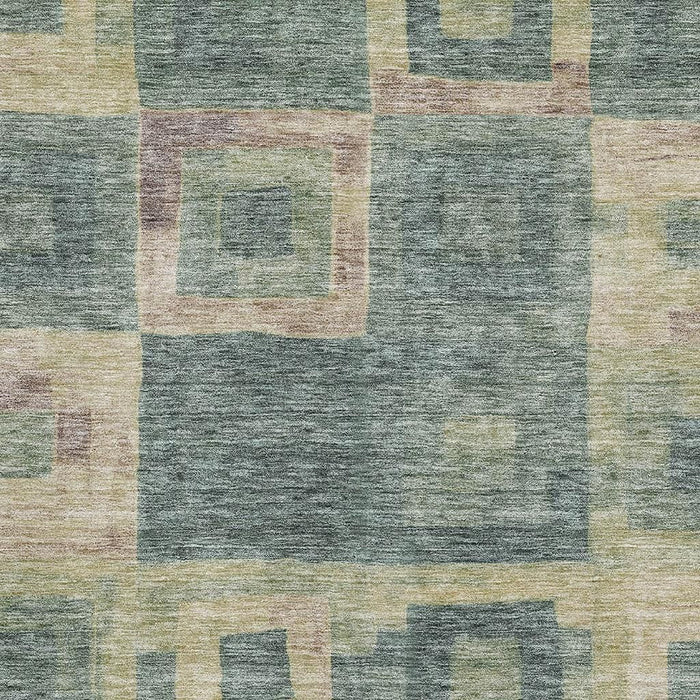 10' X 14' Geometric Washable Area Rug With UV Protection (686705) - Sage / Beige / Taupe