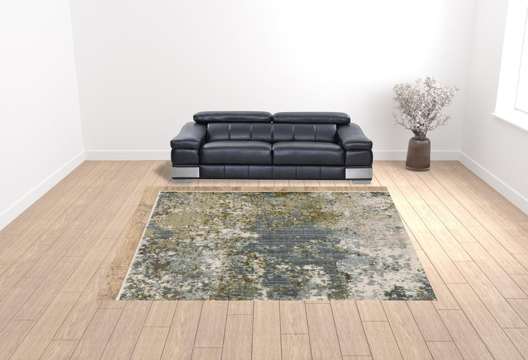 10' x 13' Abstract Power Loom Stain Resistant Area Rug - Blue Gray Green And Beige