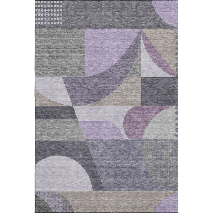 10' X 14' Geometric Washable Area Rug With UV Protection (696578) - Purple / Gray / Beige
