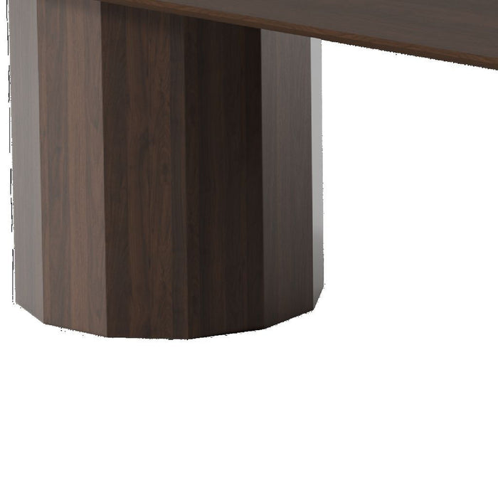 86'' Double Pedestal Base Oval Wood Dining Table - Walnut