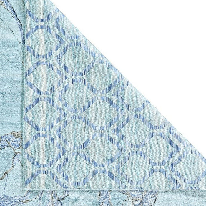 5' x 8' Abstract Hand Tufted Viscose Area Rug - Blue And Ivory