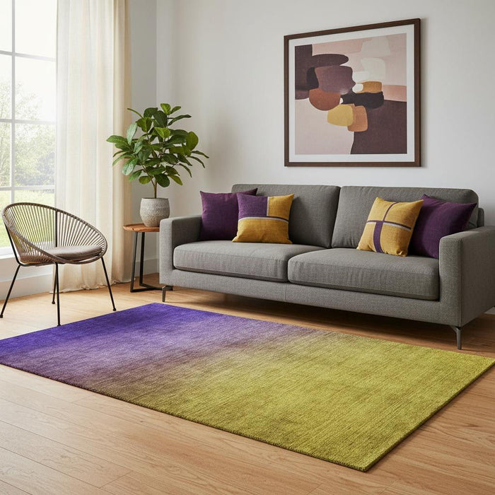 5' X 8' Ombre Washable Area Rug With UV Protection (650400) - Purple / Blue / Gold