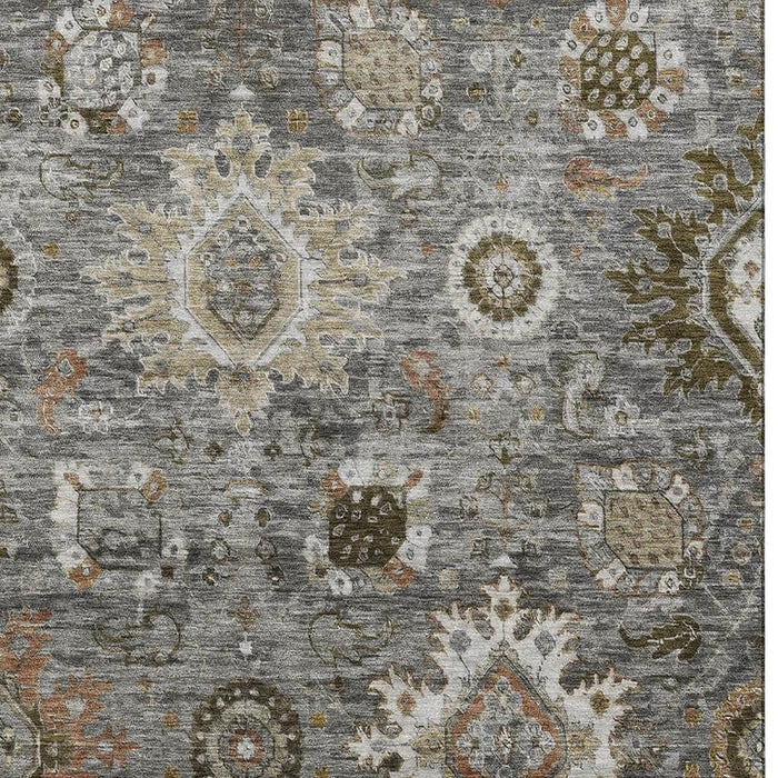 10' X 14' Oriental Washable Area Rug With UV Protection (708349) - Pewter / Copper / Beige