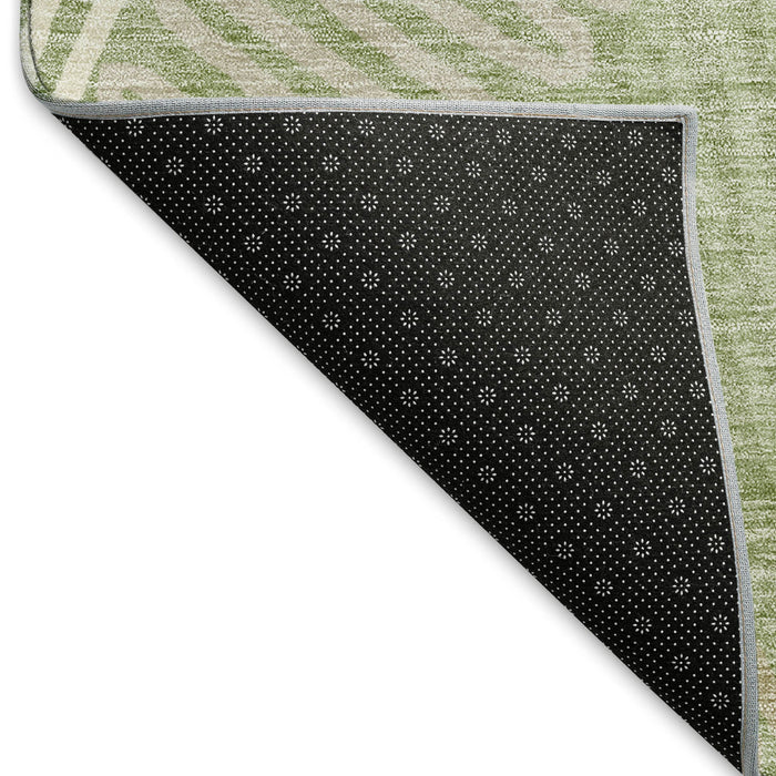 10' X 14' Floral Washable Area Rug With UV Protection (671864) - Artichoke Green / Beige