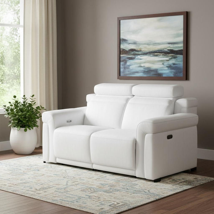 Italian Leather Power Reclining Loveseat (720494) - White / Black